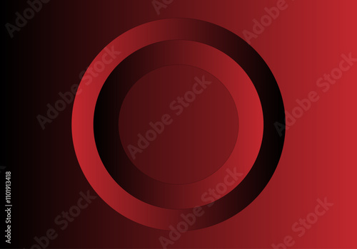 Aro en degradado rojo y negro sobre fondo en degradado rojo y negro. Círculo en degradado rojo y negro enfrentado