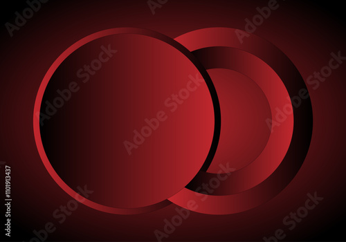 Fondo degradado rojo y negro con figuras como una circunferencia y un aro o anilla