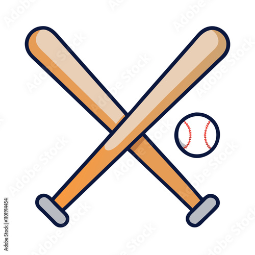 Baseball bats and ball crossed icon