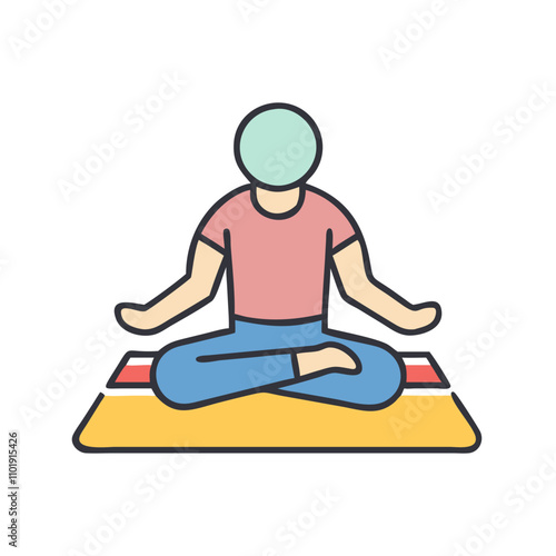 Person meditating on yoga mat icon