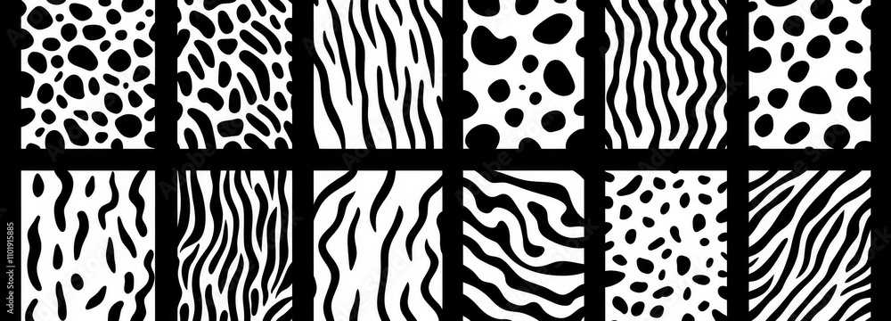 A comprehensive collection of 70 seamless abstract designs in black and white, presented in modern format. A comprehensive collection of 70 seamless abstract designs in black and white, presented in modern format.