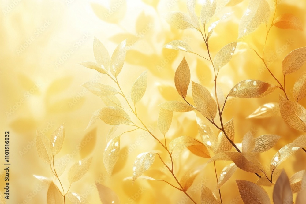Golden leaves illuminated by sunlight, creating a soft, abstract background. Golden leaves illuminated by sunlight, creating a soft, abstract background.