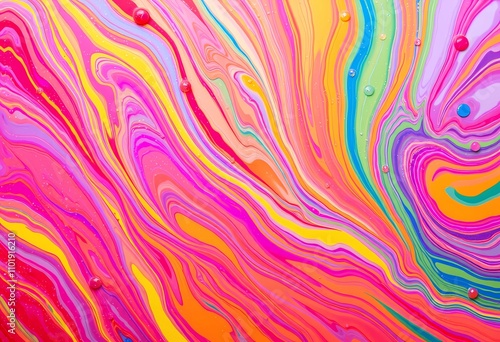 Vibrant Abstract Fluid Swirls of Colorful Paint Mixing