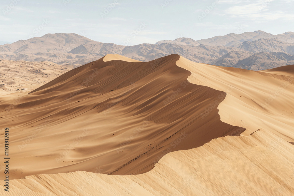 Fototapeta premium Majestic desert landscape showcasing undulating sand dunes