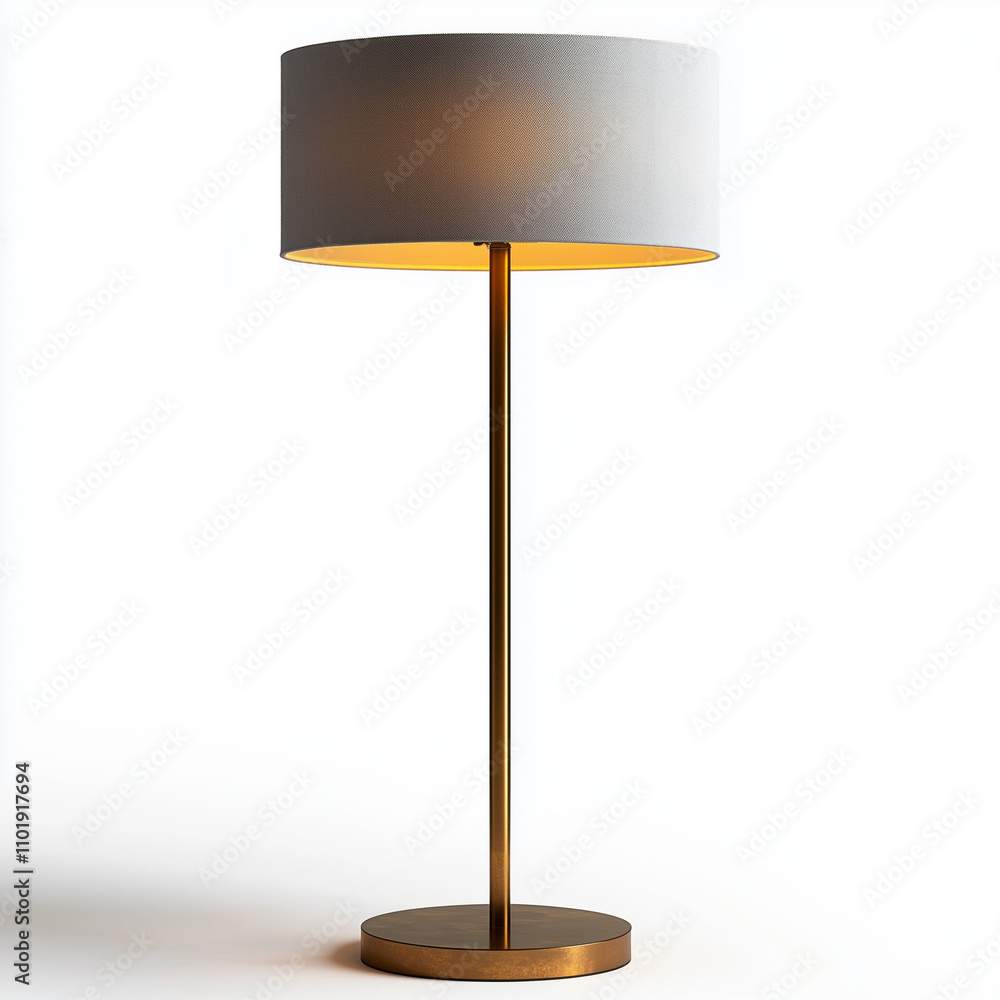 Sleek Brass Table Lamp with Drum Shade Sleek Brass Table Lamp with Drum Shade