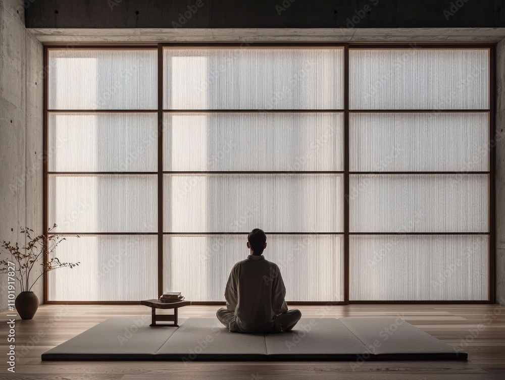 Meditative reading space japanese minimalist design indoor room tranquil environment serene viewpoint zen concept for relaxation and focus Meditative reading space japanese minimalist design indoor room tranquil environment serene viewpoint zen concept for relaxation and focus