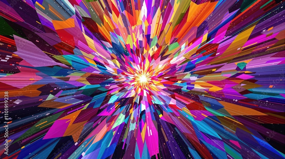 A colorful explosion of abstract shapes in a harmonious fusion of hues, explosion, abstract A colorful explosion of abstract shapes in a harmonious fusion of hues, explosion, abstract