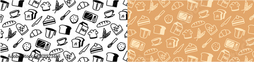 bakery doodle seamless pattern kitchen pastry hand drawing background bread loaf food