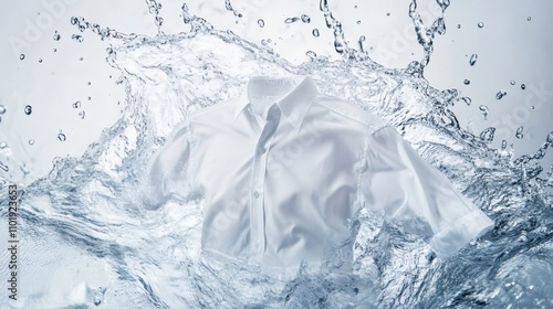 White shirt soaking in refreshing splashing water photo