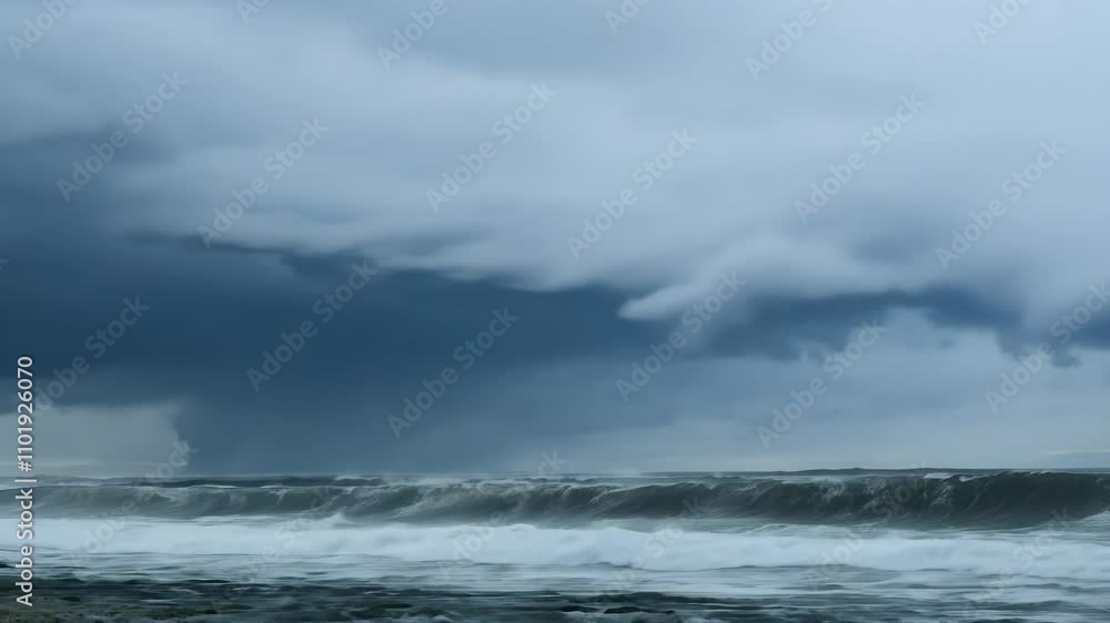 Stormy Ocean with Dark Clouds and Large Waves Stormy Ocean with Dark Clouds and Large Waves