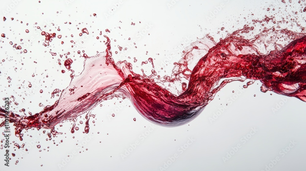Sparkling red wine creating a vibrant splash in a stemmed glass, with bubbles and liquid droplets, on a clean white background Sparkling red wine creating a vibrant splash in a stemmed glass, with bubbles and liquid droplets, on a clean white background