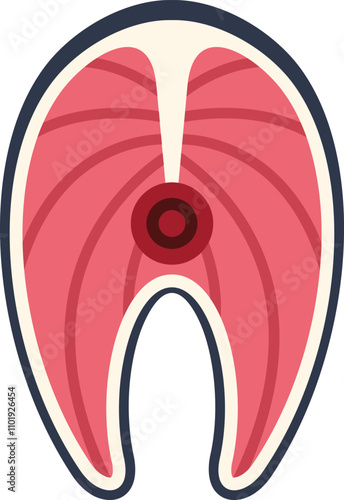 Illustration of a salmon steak showing its cross section, emphasizing the presence of omega 3