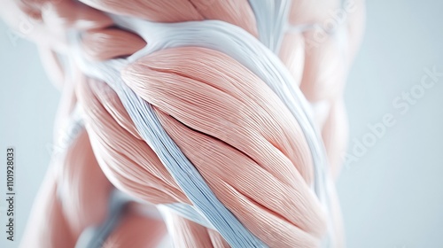 anatomy and muscle fibers structure with tissue vitality and recovery for performance and strength improvement.












