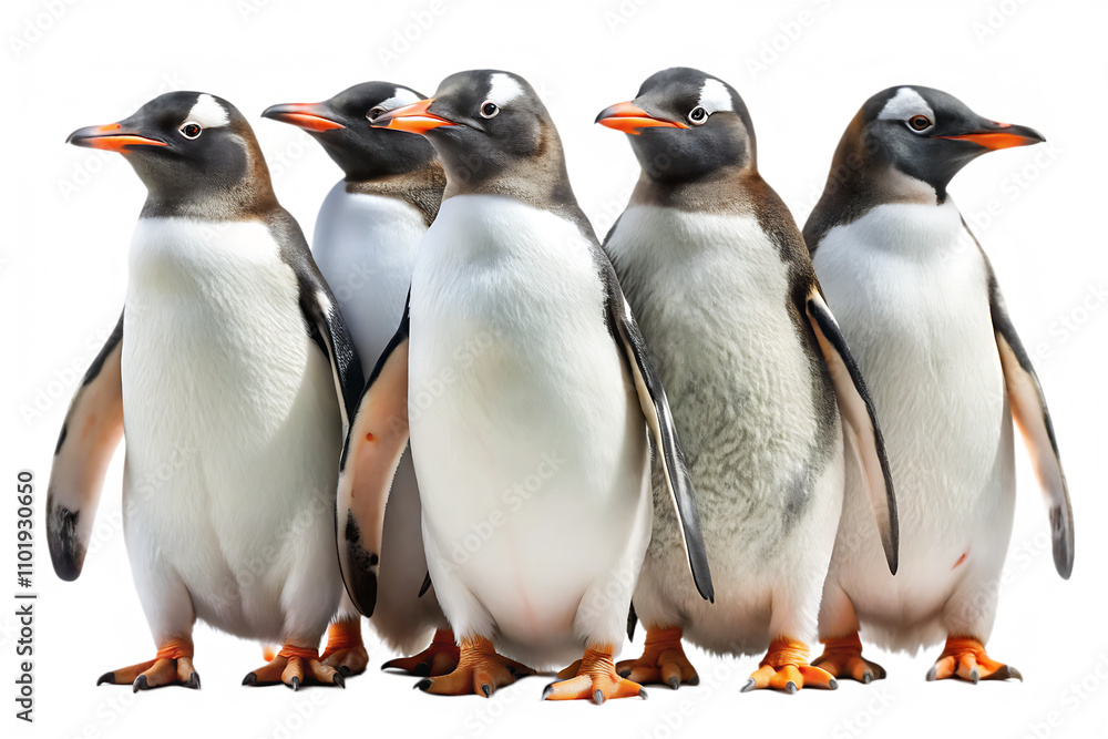 Obraz premium Gentoo penguins isolated on white background as transparent. PNG. AI GENERATED.