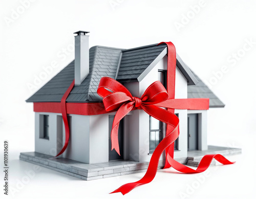 house and gift on white background