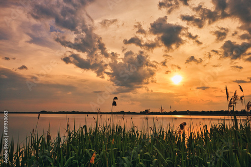 Himmel Abendrot Wolken See photo