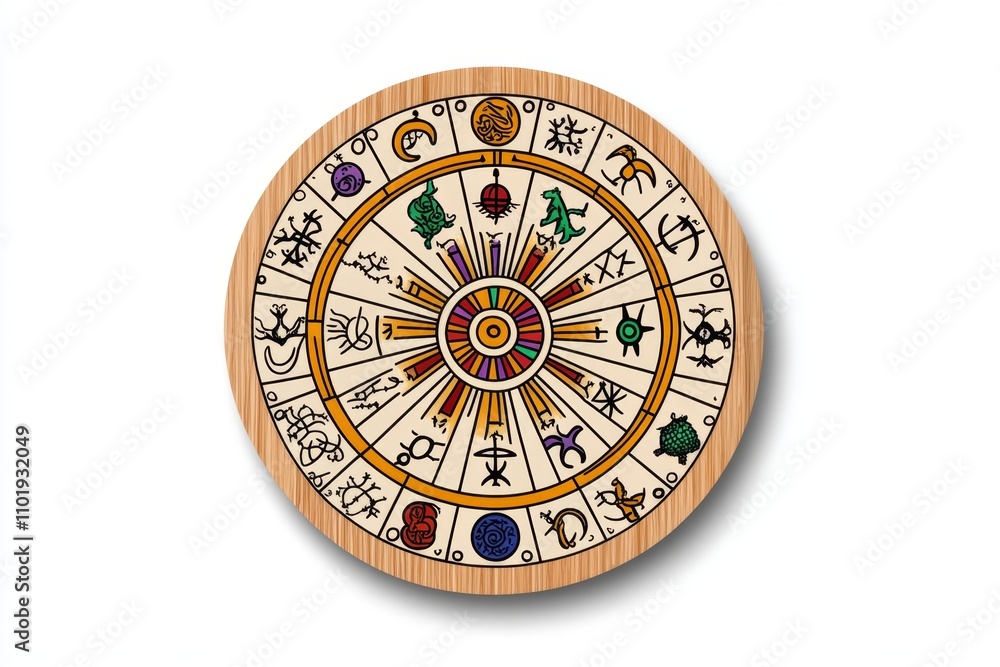 Fototapeta premium A minimalist astrological wheel with clean lines and simple zodiac symbols in black and white