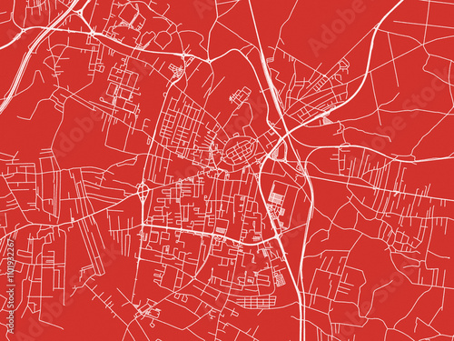 Christmas Map of Zory, Poland in Snowy White on Festive Red Background. photo