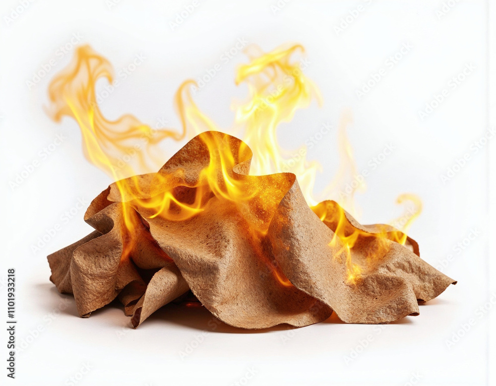 Fototapeta premium fire in a fireplace on white background