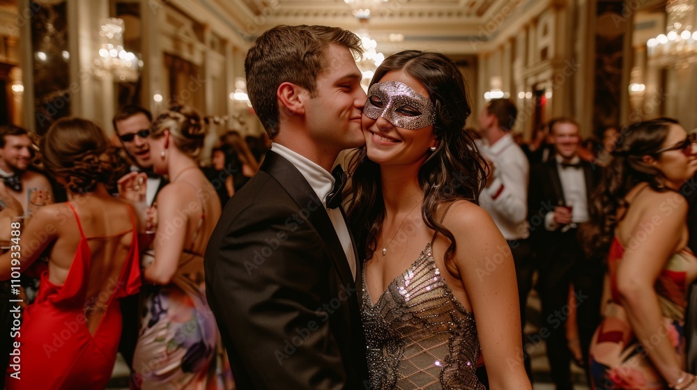 Elegant new year s eve masquerade ball formal attire, stunning masks, and glimmering chandeliers Elegant new year s eve masquerade ball formal attire, stunning masks, and glimmering chandeliers
