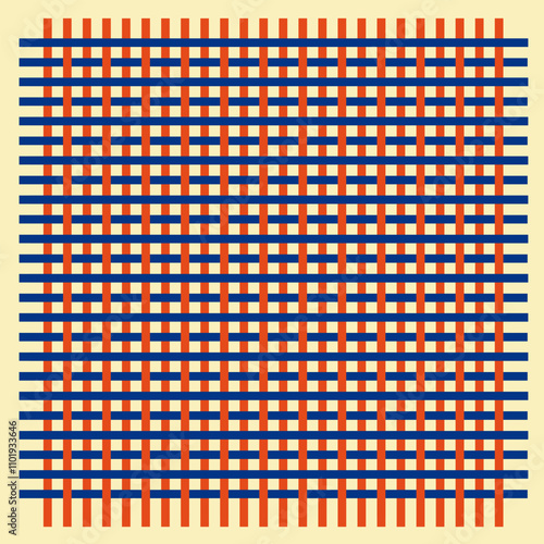 texture of a table napkin in a classic style. blue and red stripes on a yellow background