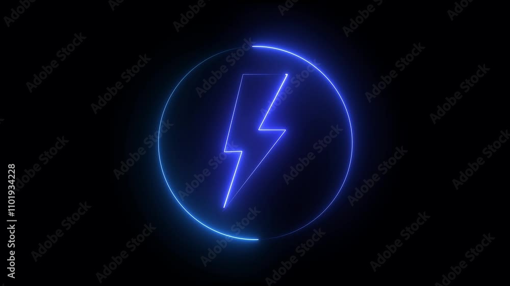 Neon Battery charging power symbol, lightning bolt sign in the circle. Energy Icon Animation, neon Electric Icon Animation . Neon Battery charging power symbol, lightning bolt sign in the circle. Energy Icon Animation, neon Electric Icon Animation .