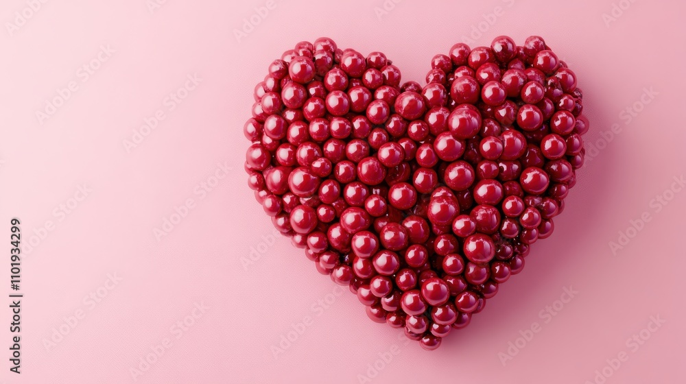 Heart Shape Created with Shiny Red Berries on a Soft Pink Background Ideal for Romantic Themes, Valentine's Day, and Budget-Friendly Decor Ideas Heart Shape Created with Shiny Red Berries on a Soft Pink Background Ideal for Romantic Themes, Valentine's Day, and Budget-Friendly Decor Ideas