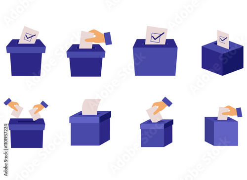 Vote Ballot Box Illustration SET