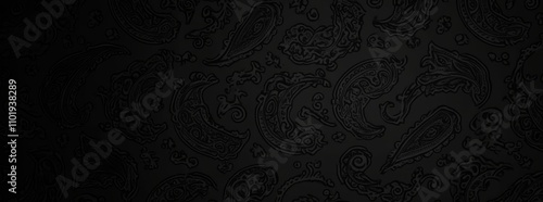 Seamless black and white paisley design, handmade for textiles. Artistic doodle flowers pattern for tattoos..Black and white paisley motif, crafted for textiles. Doodle flower inspiration for