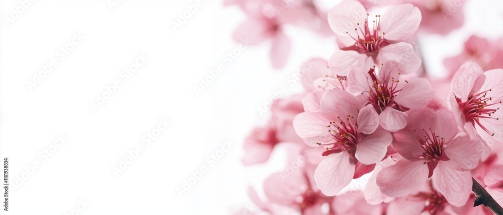 Cherry blossom in spring season isolated on white background with blank copy space Cherry blossom in spring season isolated on white background with blank copy space