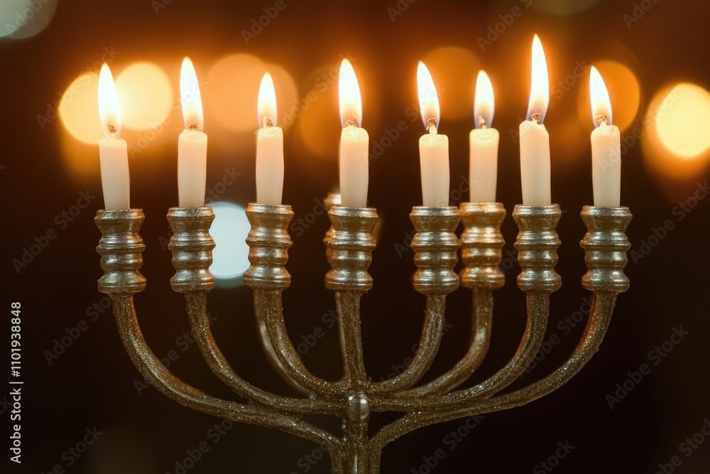 A decorative candleabra with multiple lit candles on top, perfect for warm and cozy settings A decorative candleabra with multiple lit candles on top, perfect for warm and cozy settings