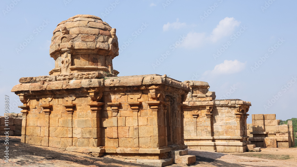 India, Tamil Nadu, Narthamalai, Ancient Cave Temple, Vijayalaya Choleshwaram Temple, 9th Century Pallava Dynasty Temple. Dedicated to Lord Shiva. India, Tamil Nadu, Narthamalai, Ancient Cave Temple, Vijayalaya Choleshwaram Temple, 9th Century Pallava Dynasty Temple. Dedicated to Lord Shiva.