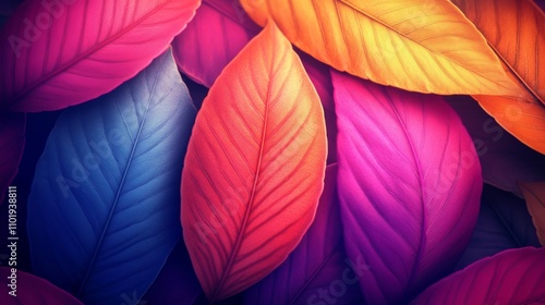 Wallpaper Mural Clustered 3D leaves in a vibrant pop art style..Vibrant, clustered 3D leaves rendered in a pop art style..Pop art-style, clustered 3D leaves with vivid colors..Vividly colored 3D leaves clustered in Torontodigital.ca