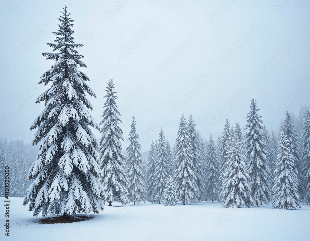 Fototapeta premium winter forest with snow