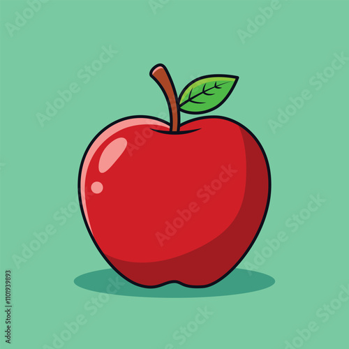 Red Apple Vector Art - Fresh and Juicy Fruit Illustration