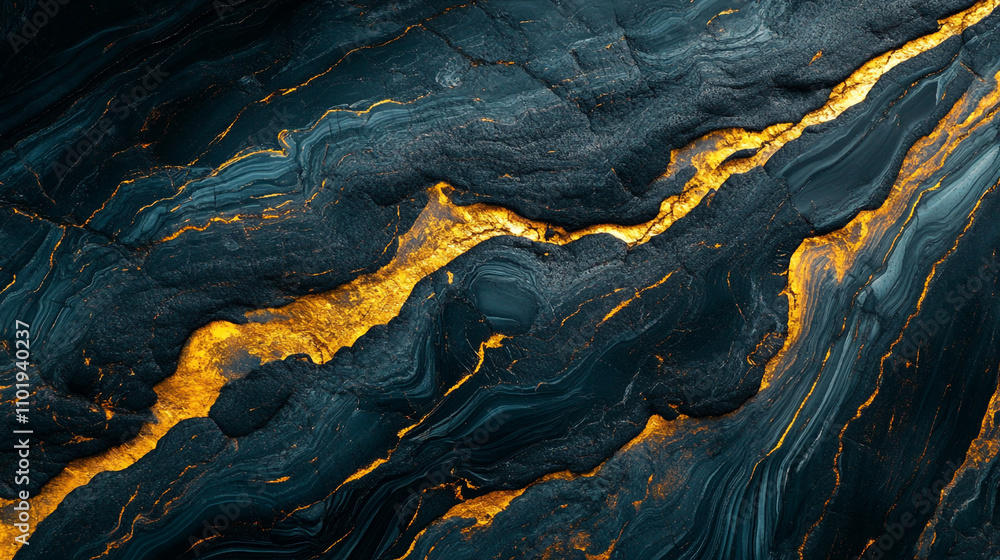 Striking patterns of gold and deep blue create a captivating abstract design Striking patterns of gold and deep blue create a captivating abstract design