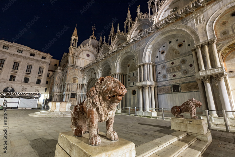 Piazza San Marco in Venice at night. a unique landscape