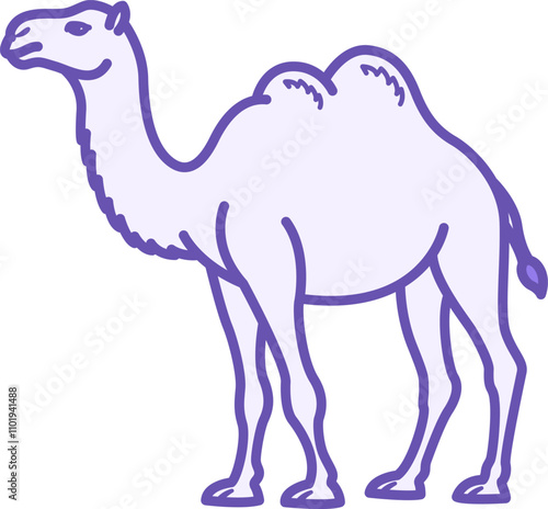 Camel Color Icon. Vector Illustration. Large Ruminant Mammal. Camel with Two Humps. Agriculture, Farming. Domestic Animals Concept