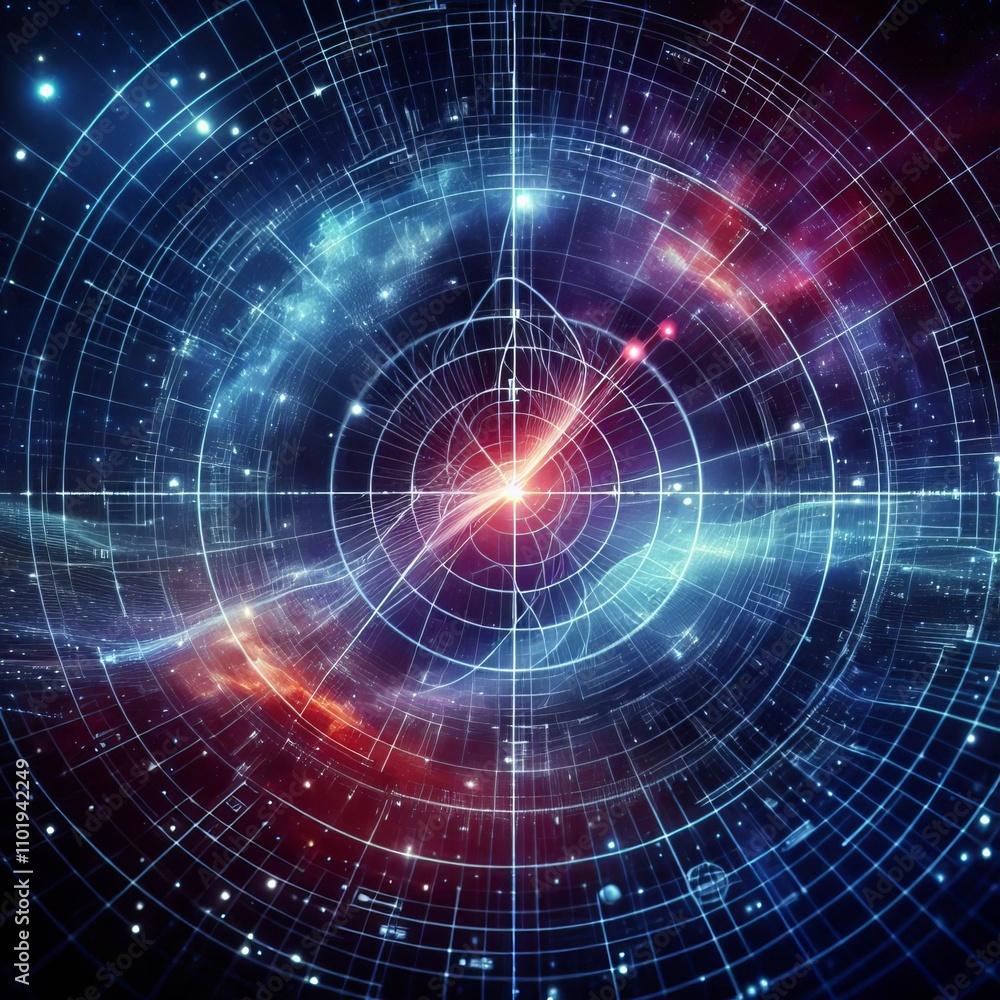 Naklejka premium Galaxy Coordinates A stylized representation of coordinates in a