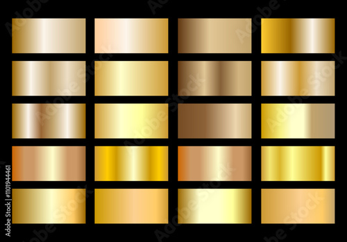 Set of gold gradients,metallic gold gradient