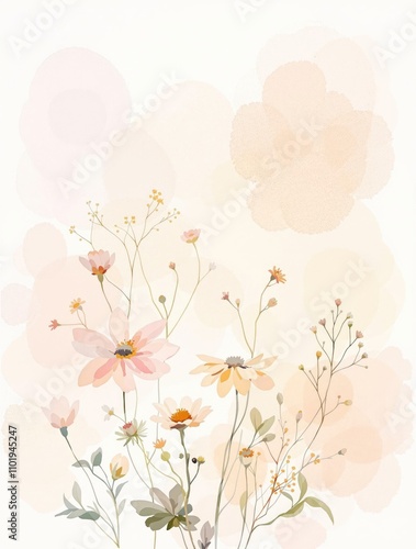 A delicate watercolor painting of a wild flower bouquet, nature, vibrant, bouquet, hand-painted, botanical