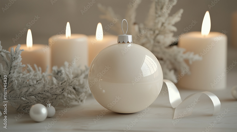 White and nacre pearl bauble and christmas decoration White and nacre pearl bauble and christmas decoration