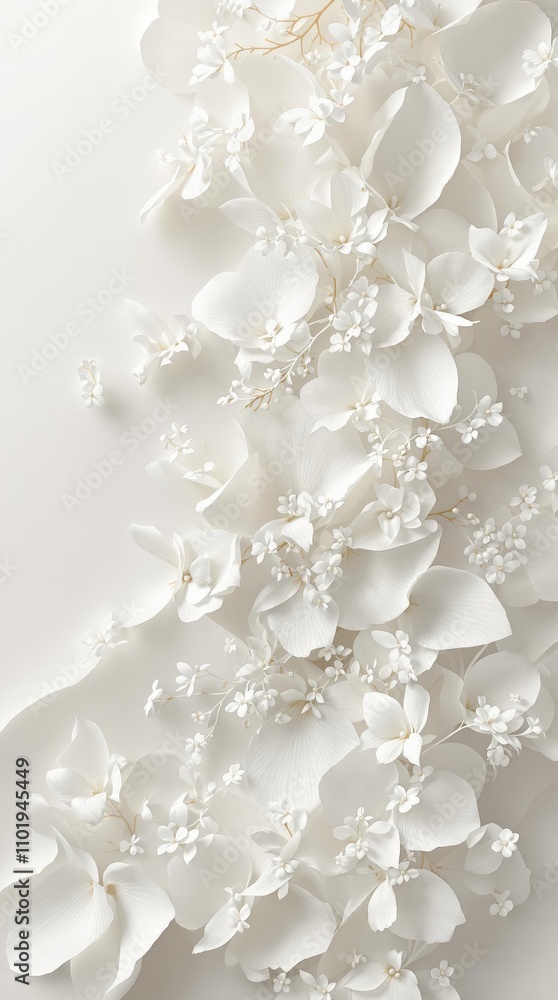 Abstract white petals texture in a floral bouquet, monochromatic, calming, petal pattern, floral arrangement, ornamental Abstract white petals texture in a floral bouquet, monochromatic, calming, petal pattern, floral arrangement, ornamental