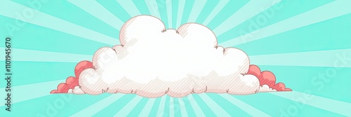 Vibrant comic-style cloud illustration with colorful rays, perfect for graphic design, social media, and marketing projects. photo