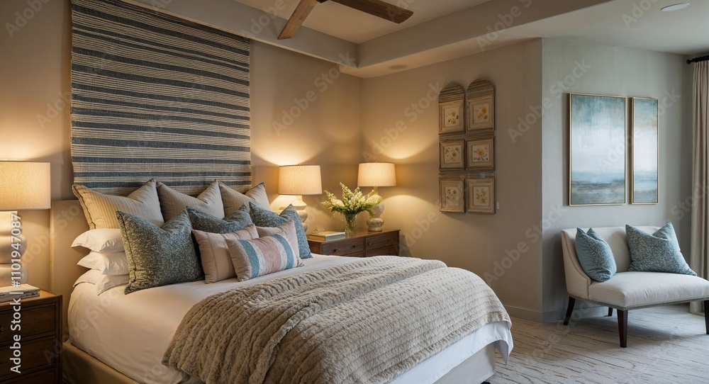 Bedrooms with plush comforters layered pillows and soft lighting to create a relaxing vibe