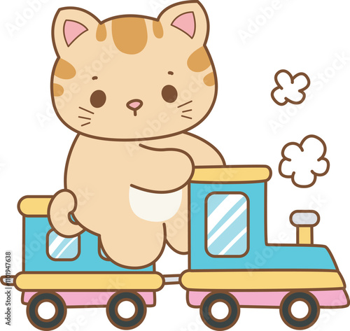 Illustration of cute kitty icon.
Funny cat in daily activities elements.
