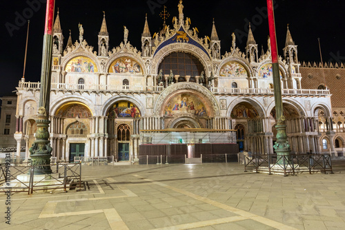 Piazza San Marco in Venice at night.

