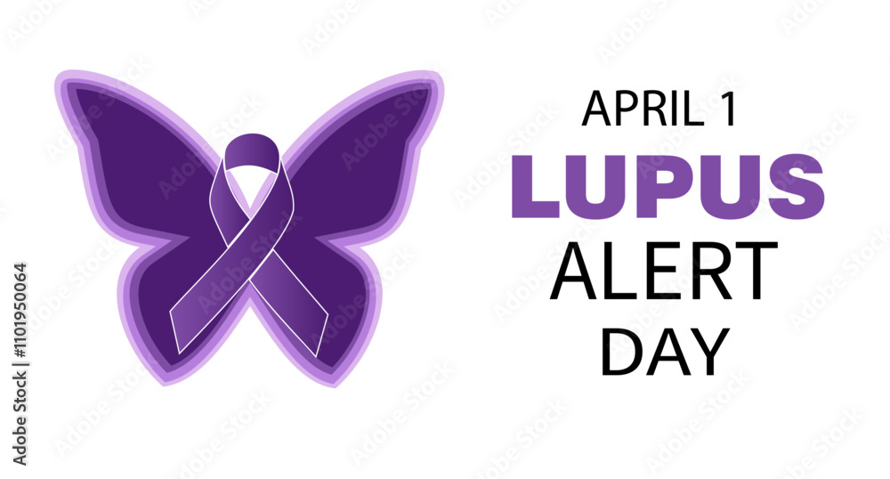 Vector illustration of Lupus Awareness Day poster with purple awareness ribbon celebrated every April 1st Vector illustration of Lupus Awareness Day poster with purple awareness ribbon celebrated every April 1st