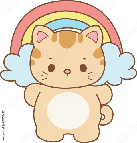 Illustration of cute kitty icon.
Funny cat in daily activities elements.
