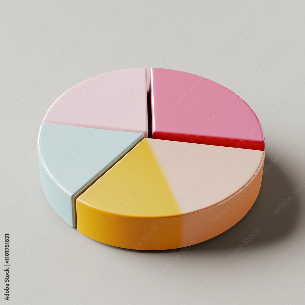 Obraz premium Colorful Pie Chart Representation on Minimalist Background
